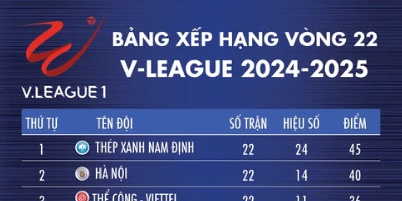 Tổng quan về bảng xếp hạng V-League mới